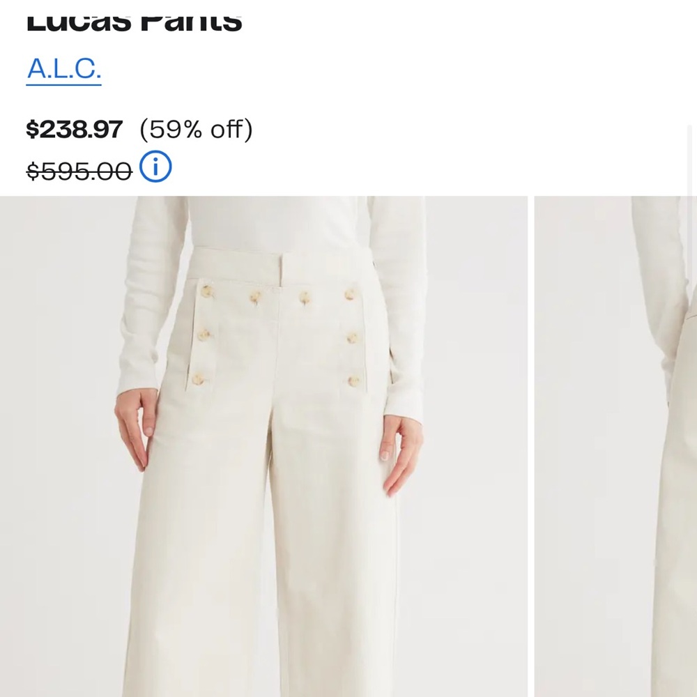 A.L.C. Cream Wide Leg Pants